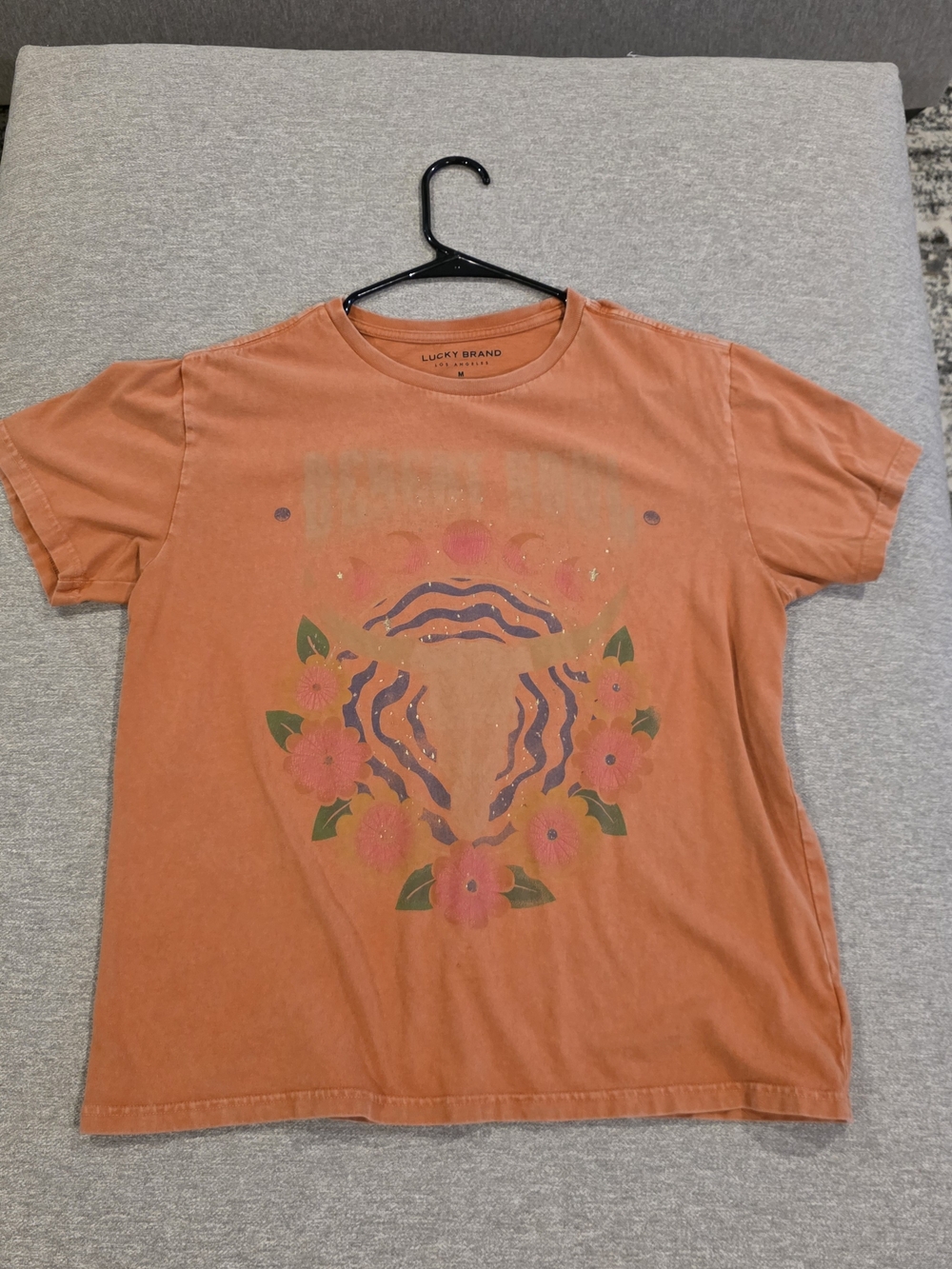 Lucky Brand Women's Orange Floral Graphic Tee
